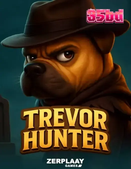 Trevor the Shar Pei exploring a dark, treasure-filled graveyard in the Trevor Hunter slot.